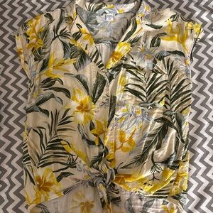 Old Navy Yellow and Green Floral Button Down Shirt